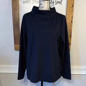 Ann Taylor navy blue speckled long-sleeve top